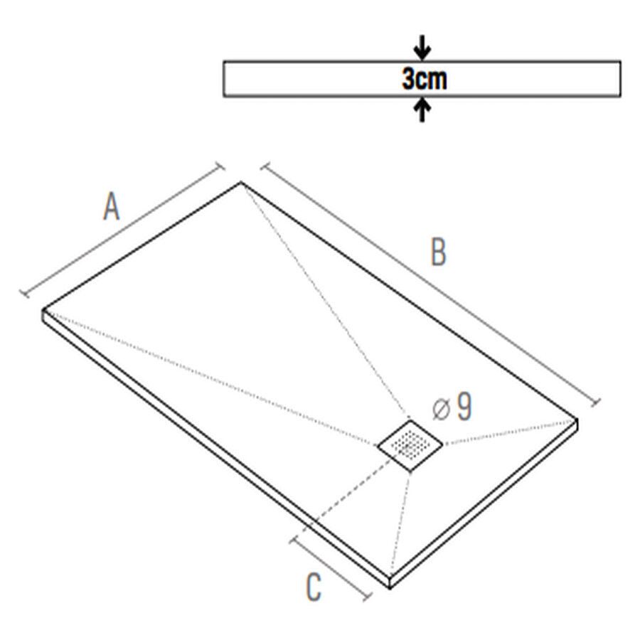 Douchebak Aquasplash Renovi 160x90x3 cm Composietsteen Mat Wit