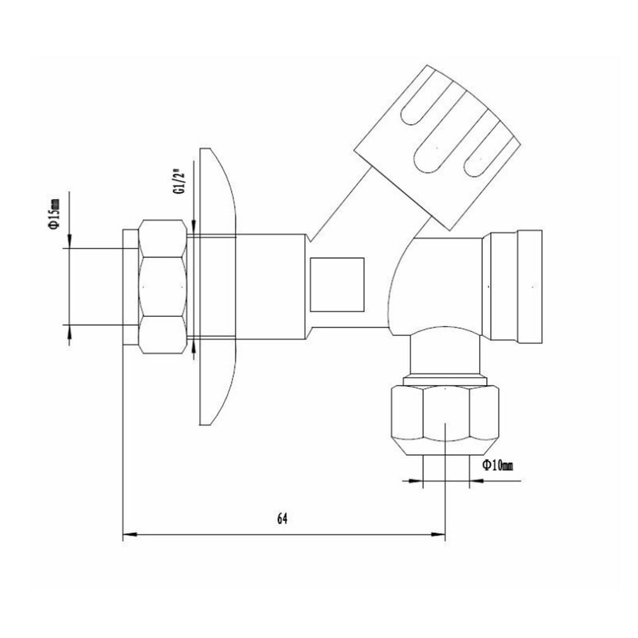Chroom hoekstopkraan + filter 12/15mm x 10 knel