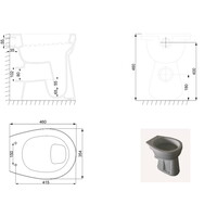 Wiesbaden staande verhoogde toiletpot +6 PK wit