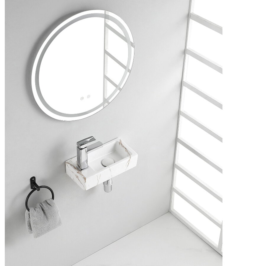 Fontein Wiesbaden Mini-Rhea Links 360x180x90 Keramiek Carrara