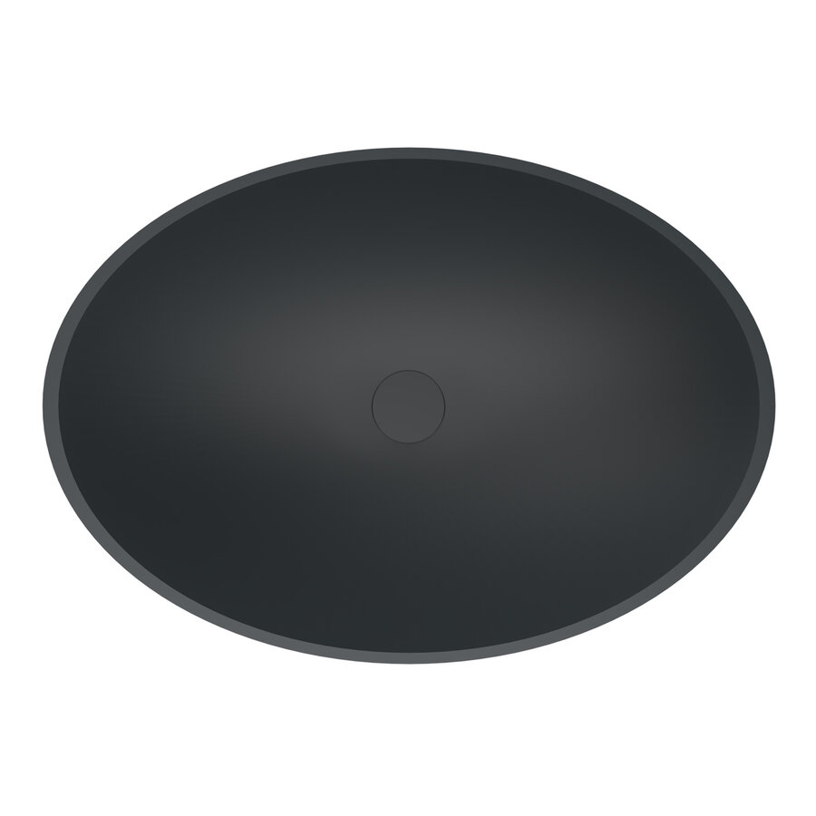 Waskom AQS Prince Cast Marble 49x34 cm Ovaal Mat Antraciet