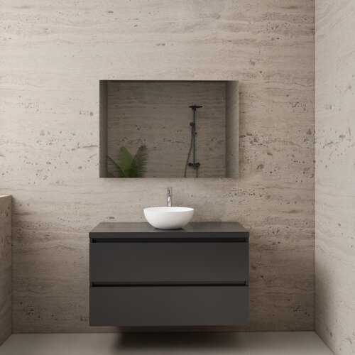 Aktie! Badmeubel Boss & Wessing Paris 100 cm Met Topplaat Hoogglans Antraciet 