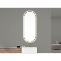 Ovale Spiegel Aquasplash Mino met Dimbare LED Verlichting en Spiegelverwarming 50 x 100 cm Mat Zwart