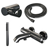 Brauer Opbouwset Bad- en Douchekraan Brauer Gunmetal Carving Thermostatisch Met Wandhouder Geborsteld Gunmetal