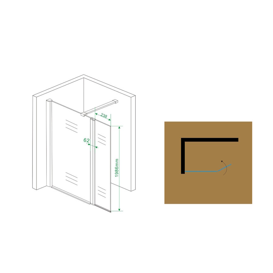 Wiesbaden zijwand + scharnierprofiel 300x2000 10mm NANO glas