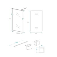 Inloopdouche Wiesbaden Square Stabilisatiestang Nano Coating 120x200 cm 10 mm Mat Zwart