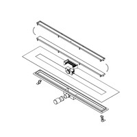 RVS douchegoot+flens met tegelrooster 110x7