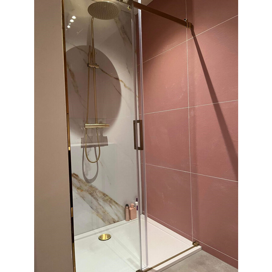 Wandpaneel Isodeco Calacatta 120x260 cm Waterbestendig Hoogglans Goud Wit (Prijs per Plaat)