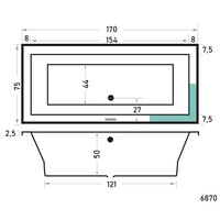 Ligbad Society 170X75X50 cm Mat Wit