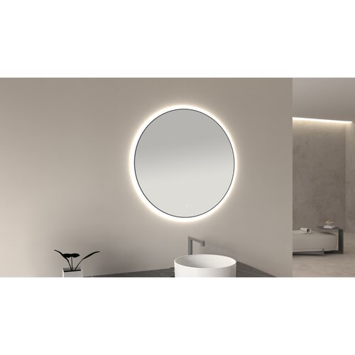 Ronde Spiegel Wiesbaden Novi met LED, Dimbaar 80 cm Mat Zwart 