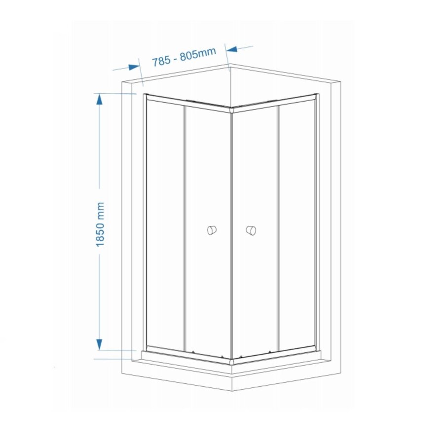 ACTIE BWS Douchecabine | Vierkant 80x80cm | 2 Schuifdeuren | 5mm Helder glas