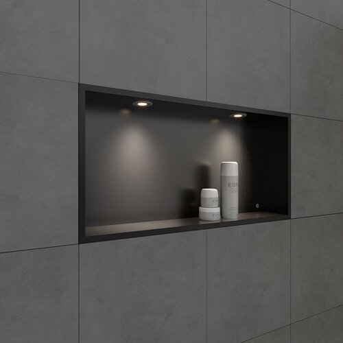 Inbouwnis BWS Alfie 30x60 cm Met LED Verlichting Mat Zwart 