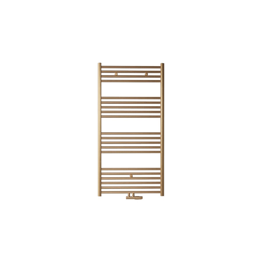 Handdoek Radiator BWS Cory 120x60 cm 414 Watt Midden en Zijaansluiting Geborsteld Messing Goud