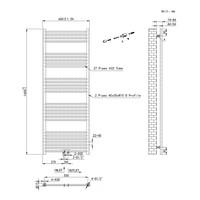 Handdoek Radiator BWS Cory 160x60 cm 557 Watt Midden en Zijaansluiting Gunmetal