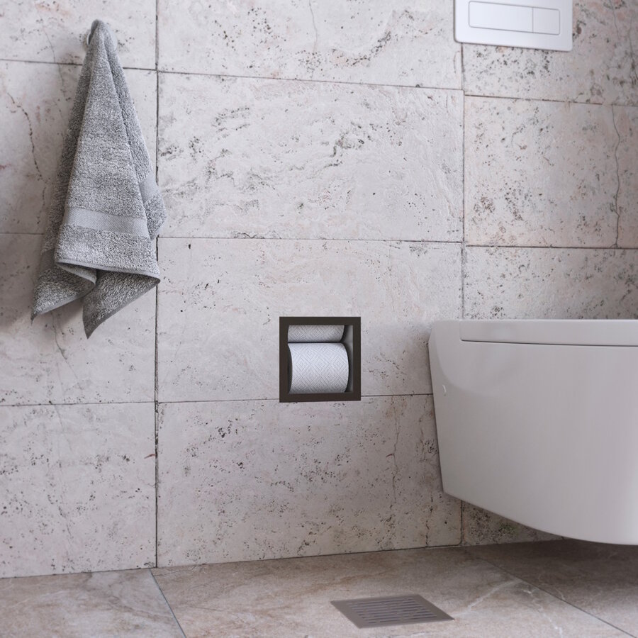 Reserve Toiletrolhouder Inbouw AQS Geborsteld Gunmetal Torelaat