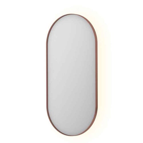 Spiegel Ink SP21 Ovaal In Stalen Kader 50 x 4 x 100 cm Met Color Changing LED Verlichting Geborsteld Koper 