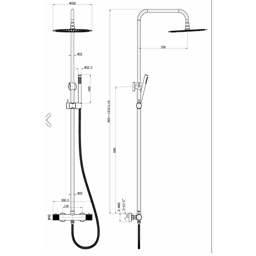 Regendoucheset Opbouw Wiesbaden Ridged Opbouw Chroom