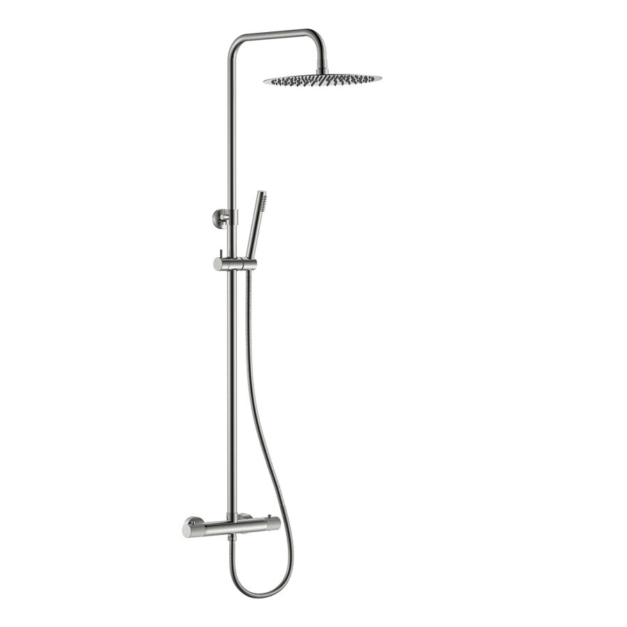 Regendoucheset Opbouw AQS Ribbel Opbouw Geborsteld Staal