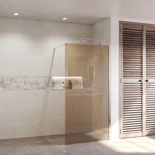 BWS Inloopdouche Pro Line Brons Glas 200 cm 8mm Nano Coating Chroom Profiel en Stang (Alle Maten) 