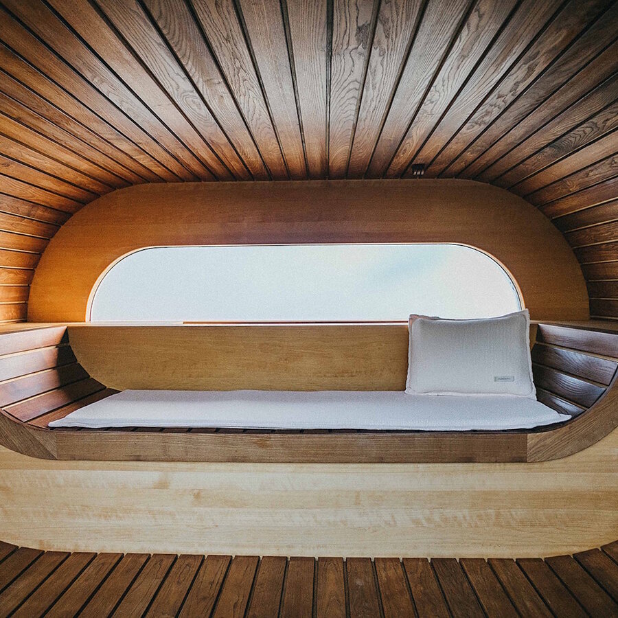 Saunasofa Calm Mat en Kussen Met Draagriem Taupe