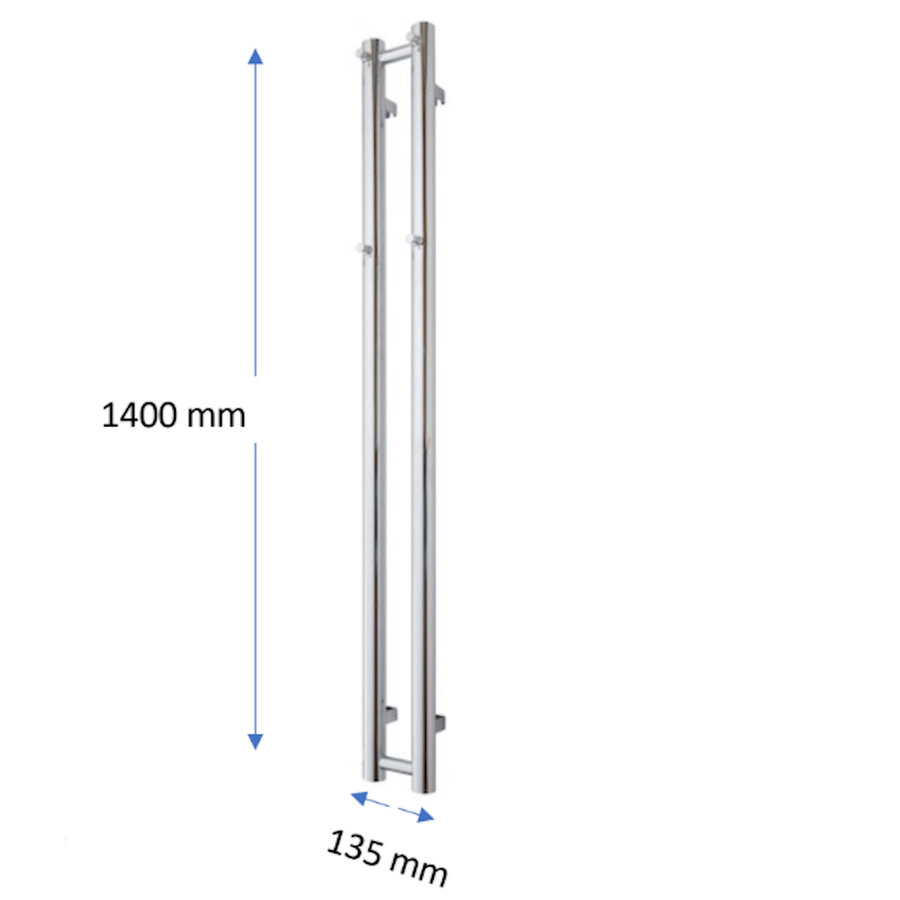 Designradiator TVS Kiro 2 Chroom 140 x 13.5 cm