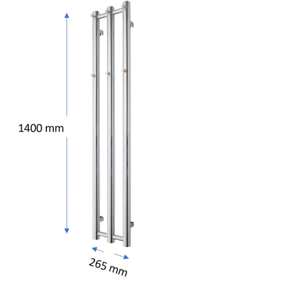 Designradiator TVS Kiro 3 Chroom 140 x 26.5 cm