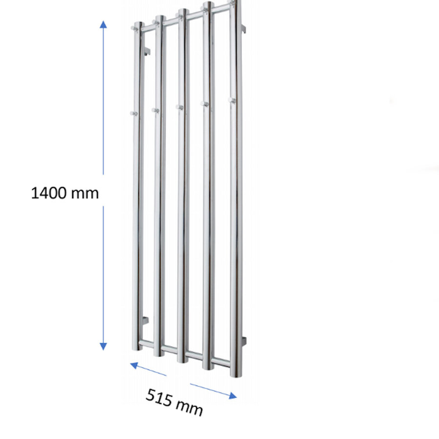 Designradiator TVS Kiro 5 Chroom 140 x 51.5 cm