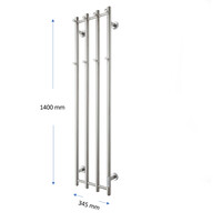Elektrische Radiator TVS ELDO 4 Gepolijst RVS met Timer 140x34.5 cm