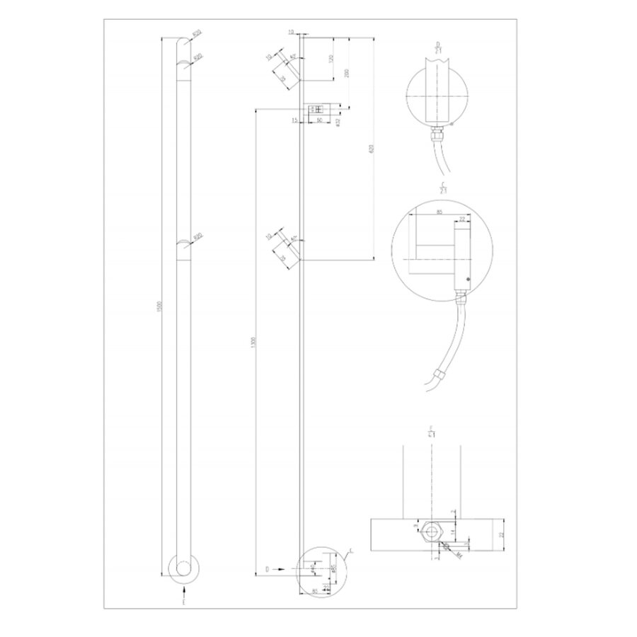Elektrische Radiator TVS PLUS 1F Geborsteld Goud 150 x 8.5 cm