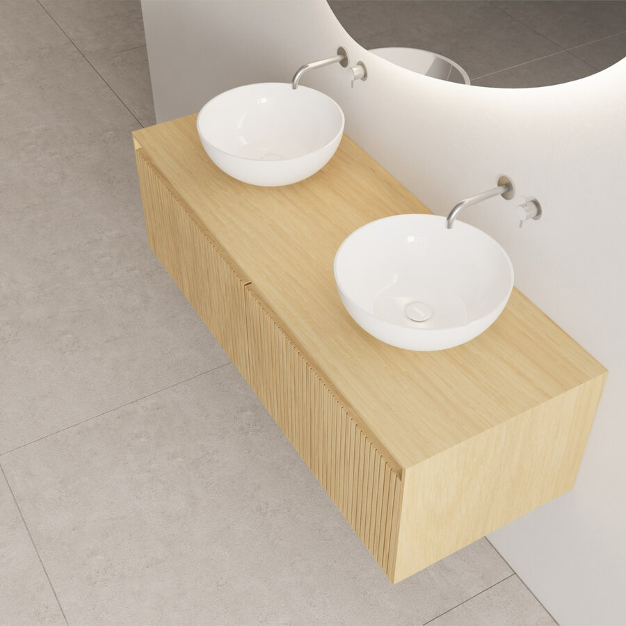 Onderkast Gliss Design Timotheus 140 CM 2 Lades Incl Topplaat Castle Brown