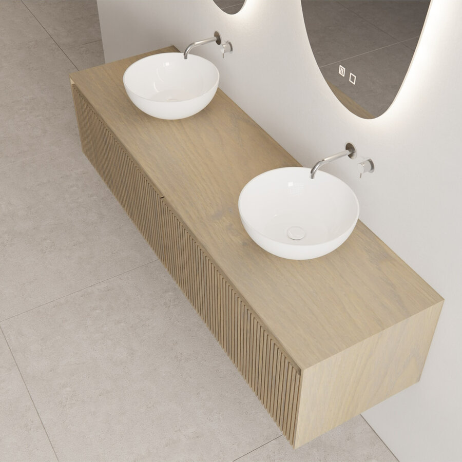 Onderkast Gliss Design Timotheus 160 CM 2 Lades Incl Topplaat Ash Grey