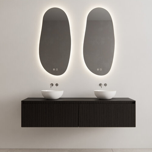 Onderkast Gliss Design Timotheus 200 CM 2 Lades Incl Topplaat Black Veneer 