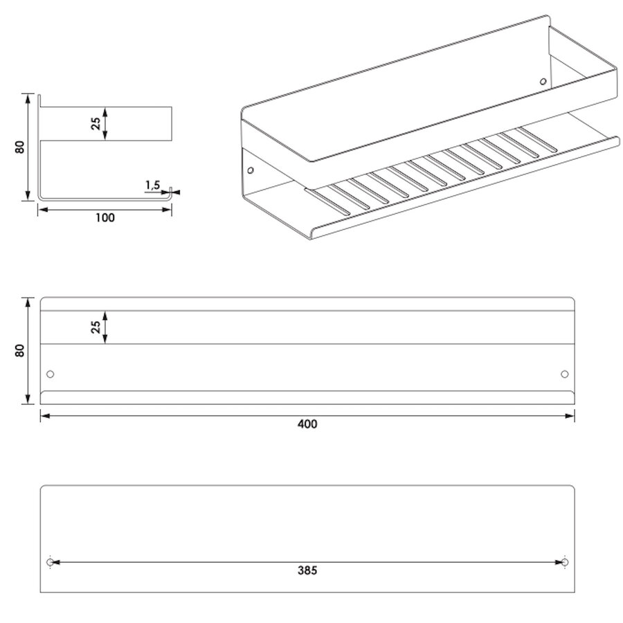 Doucherek Brauer Black Edition 40 Cm Mat Zwart