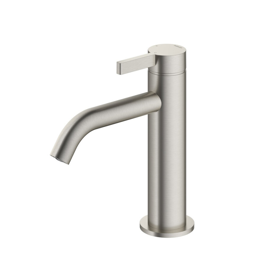 Wastafelmengkraan Hotbath Ace 1-Hendel Gebogen 15.5 cm Geborsteld Nikkel