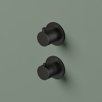 Inbouw Thermostaat - Afbouwdeel Hotbath Ace Met 2-Weg Stop-Omstel Geborsteld Zwart PVD