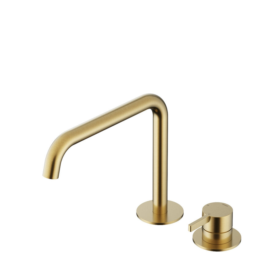 Wastafel Mengkraan Hotbath ace 2-gats Met draaibare uitloop 20 cm Geborsteld Messing PVD