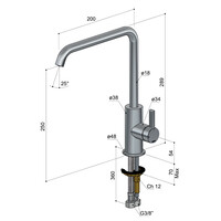 Keukenmengkraan Hotbath Ace Met draaibare uitloop 29 cm Geborsteld Messing PVD