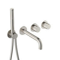 Afbouwdeel -Inbouw Bad thermostaat Hotbath Ace Met 2-Weg Stop-Omstel Met Uitloop Handdouche/ Doucheslang Geborsteld Nikkel