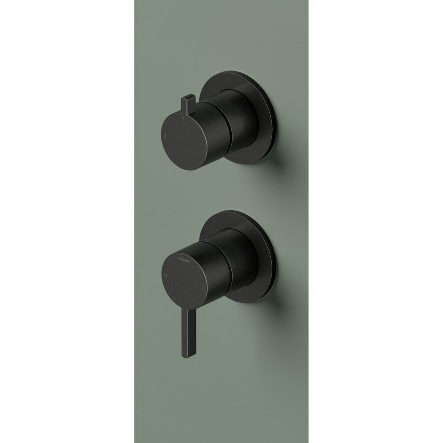 Afbouwdeel mengkraan met 2-weg omstel Hotbath Ace Geborsteld Zwart PVD