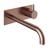 Hotbath Inbouw Wastafelkraan Met Achterplaat Hotbath Cobber 25cm Gebogen Uitloop 1-Hendel Geborsteld Koper PVD