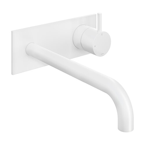 Inbouw Wastafelkraan Met Achterplaat Hotbath Cobber 25cm Gebogen Uitloop 1-Hendel Mat Wit 