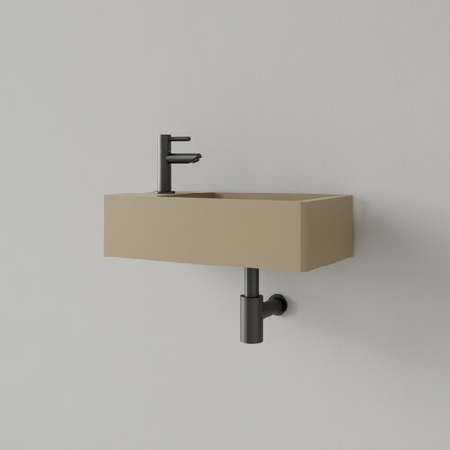 Fontein Gliss Design Freya Solid Marble 40x22x10 cm Met Kraangat Links Mat Cappuccino 