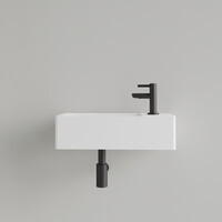 Fontein Gliss Design Freya Solid Marble 40x22x10 cm Met Kraangat Rechts Glans Wit