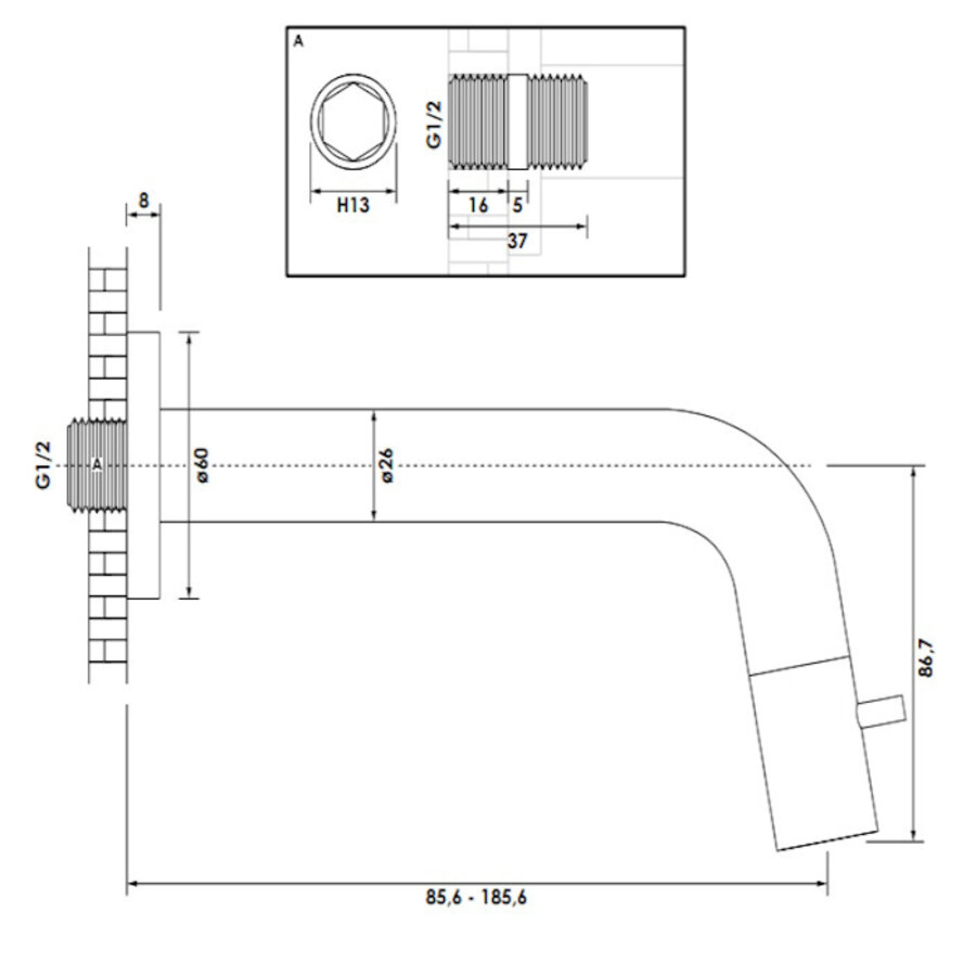 Inbouw Fonteinkraan Brauer Brushed Edition Inkortbaar RVS Geborsteld PVD