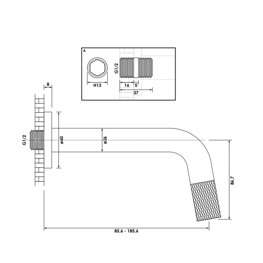 Inbouw Fonteinkraan Brauer Chrome Carving Edition Inkortbaar Chroom