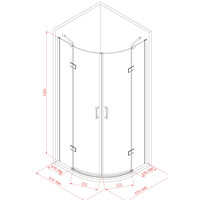 Douchecabine Sanilux Rinna kwartrond met 2 deuren 100x100cm 6mm