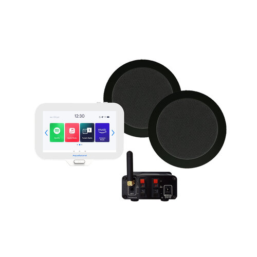 Music Center Aquasound N-Joy Controller (IPX7) + Wand Lader + Twist Speakerset + Mini-Box / 30 Watt Mat Zwart 