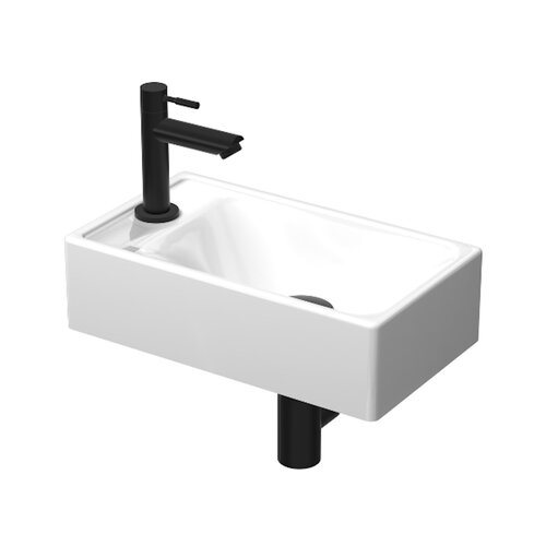 Fonteinpack Hit Basic-Line Porselein Glans Wit (kraangat links) Mat Zwart 