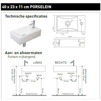 Fonteinpack Hit Basic-Line Porselein Glans Wit (kraangat rechts) Chroom