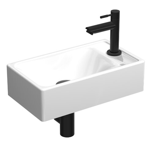 Fonteinpack Hit Basic-Line Porselein Glans Wit (kraangat rechts) Mat Zwart 